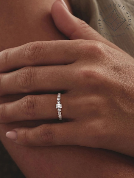 The Diamond Store White Entwine 0.30ct Emerald Cut Lab Diamond Solitaire Engagement Ring with Side Stones in Sterling Silver (G94453) | £321