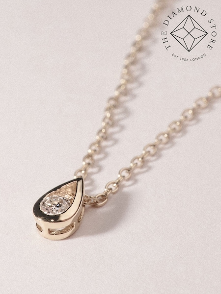 The Diamond Store White Teardrop Solitaire 0.25ct H/SI Round Cut Lab Grown Necklace in 18K Gold Vermeil (G94458) | £188