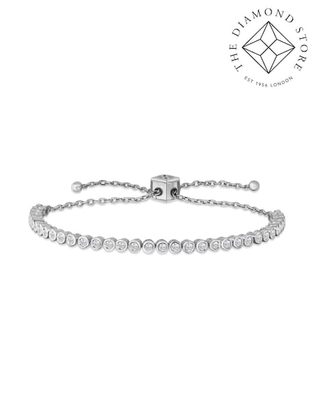 The Diamond Store White Lab Diamond Bezel Rubover Tennis Bracelet 0.50ct in 925 Silver (G94498) | £283