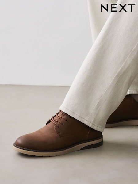 Brown - Regular Comfort Wedge Derby Shoes