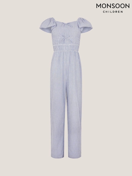 Monsoon Blue Stripe Short Sleeve Jumpsuit (G94624) | £30 - £32