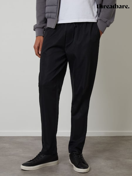 Threadbare Black Straight Fit Drawcord Trousers (G94785) | £22