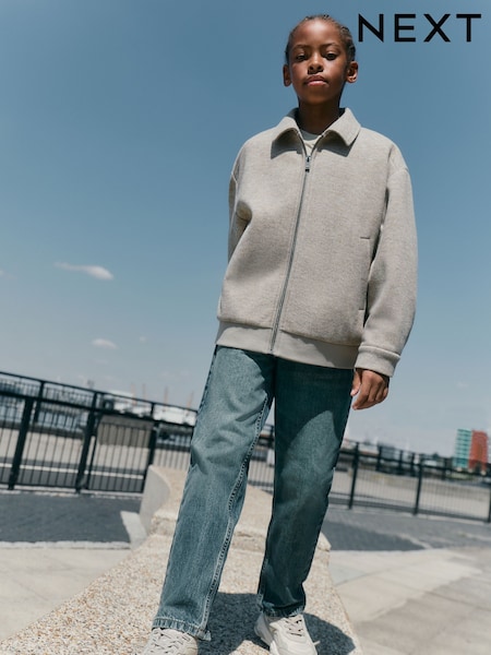 Natural - Wool Bomber Collared Jacket (3-16yrs)
