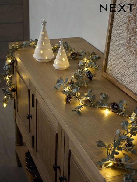 Light Up Soft Touch Eucalyptus And Pinecones Artificial Christmas Garland