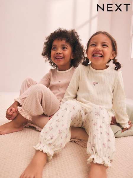 Pink - Pointelle Jogger Pyjamas 2 Pack (9mths-12yrs)