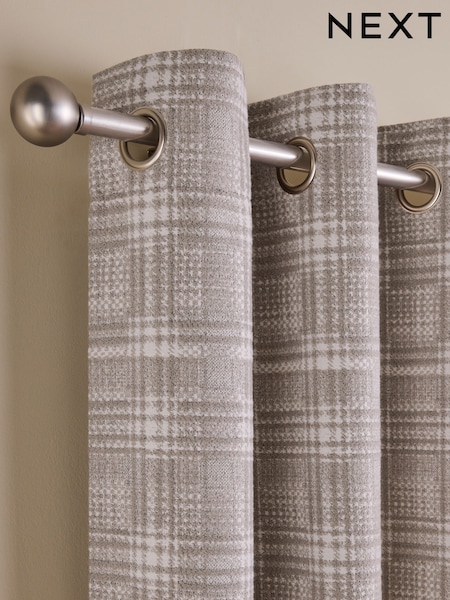 Chenille Dogtooth Check Eyelet Curtains