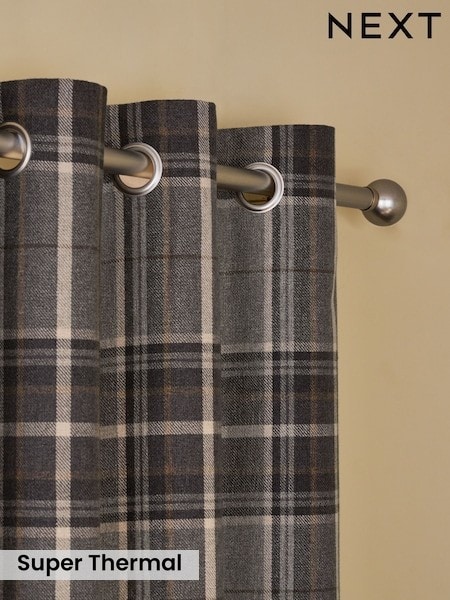 Brushed Check Eyelet Curtains