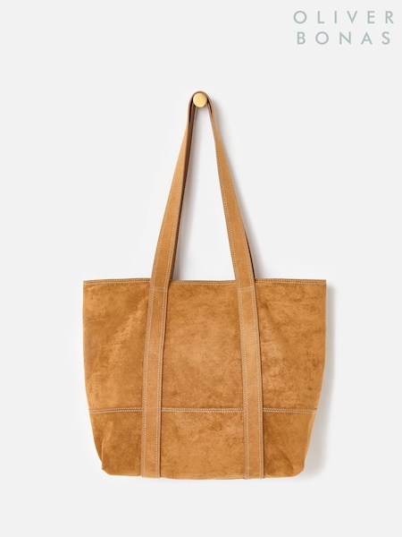 Oliver Bonas Brown Jennie Camel Brown Faux Suede Tote Bag (G95255) | £68