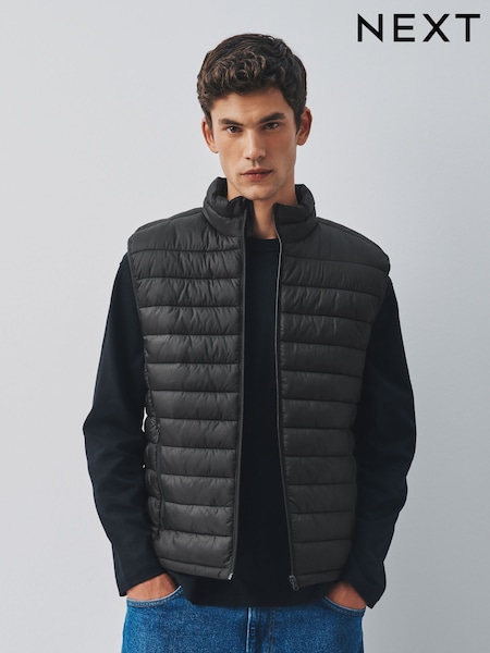 Black - Regular Lightweight Shower Resistant Quilted Gilet