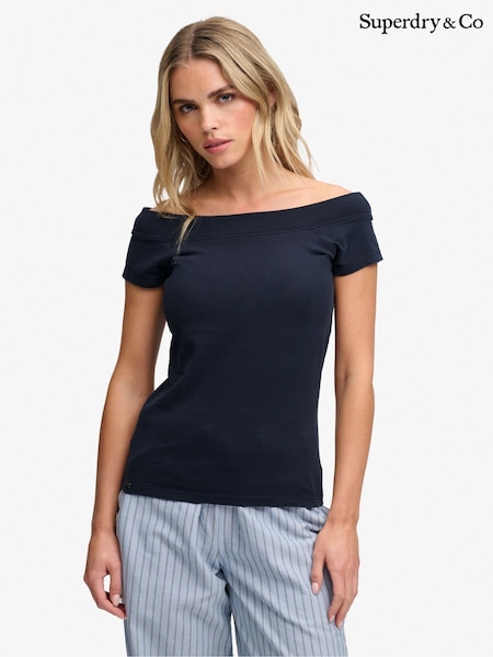 Navy Blue - Superdry Essential Off-shoulder Top