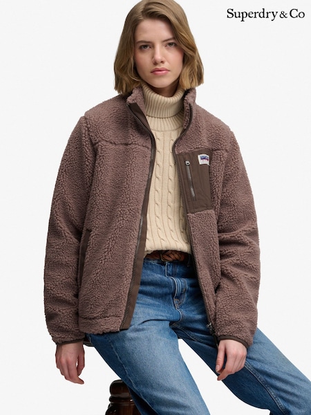 Brown - Superdry Heritage Zip Through Fleece