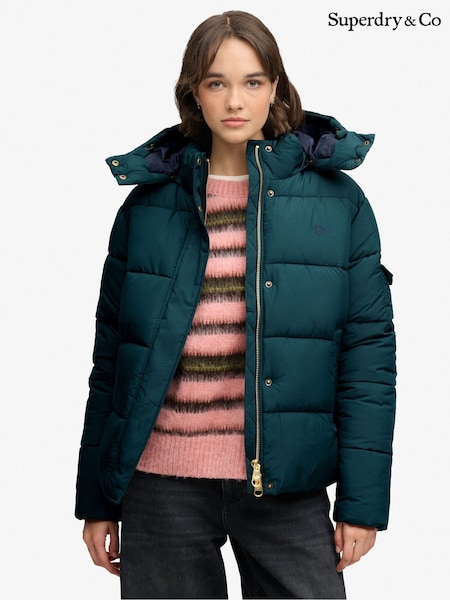 Green - Superdry Premium Ripstop Hooded Puffer Jacket