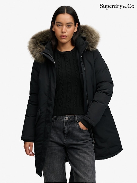 Black - Superdry Hooded Everest Parka Jacket