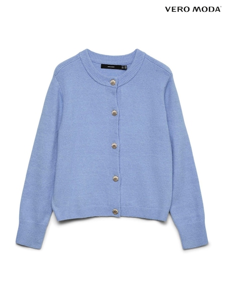 VERO MODA Blue Long Sleeve Button Through Cardigan (G95623) | £38