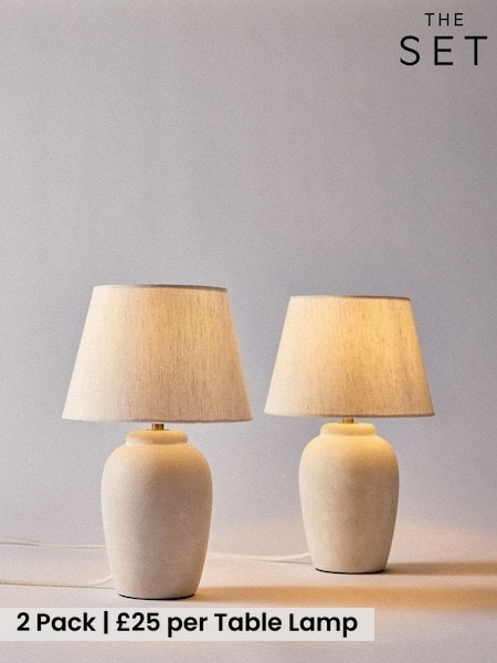 The Set 2 Pack Textured Ceramic Table Lamps