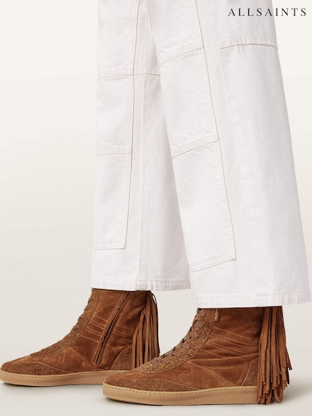 AllSaints Brown Louise Fringe High Top Trainers (G96788) | £249