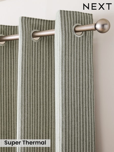 Brushed Stripe Lined Eyelet Curtains