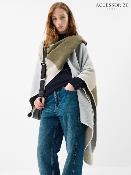 Accessorize Grey Colourblock Poncho (G97128) | £35
