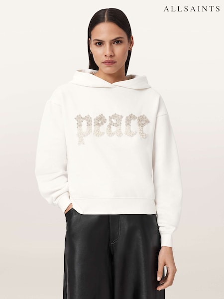 AllSaints White Peace Pippa Hoodie (G97235) | £159