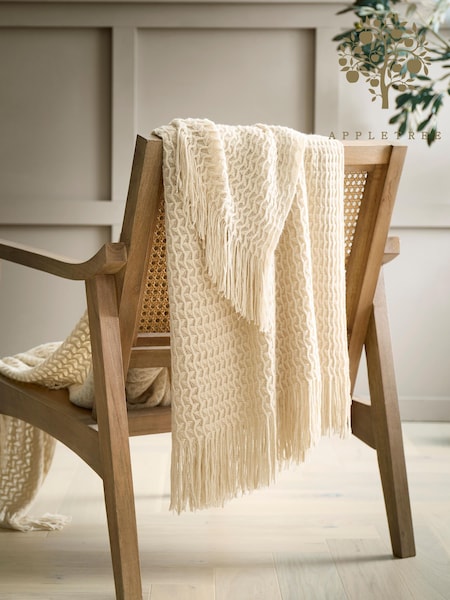 Appletree Natural Textured Knit Knitted Throw (G97270) | £29