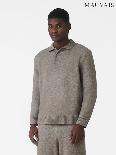 MAUVAIS Grey Montreux Knit Button Up Jumper (G97317) | £65