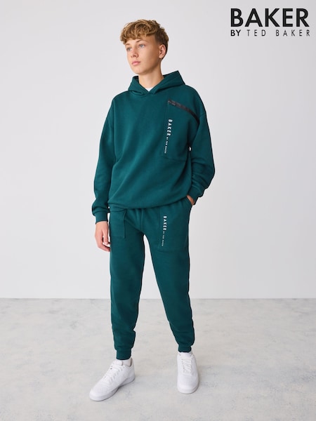 Teal Blue - Baker By Ted Baker Oversized Zip Pocket Hoodie And Joggers Set