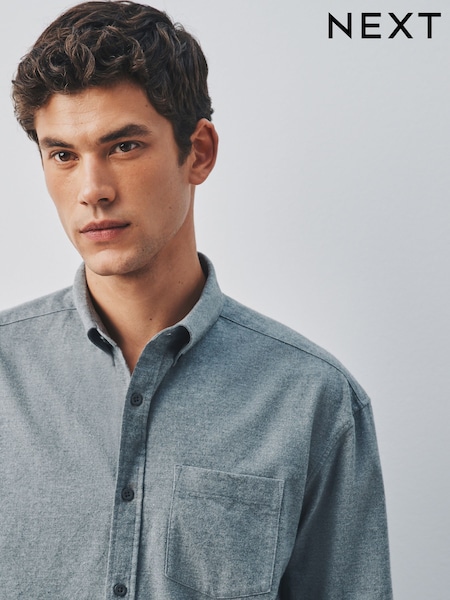 Grey - Regular Brushed Oxford Long Sleeve Shirt