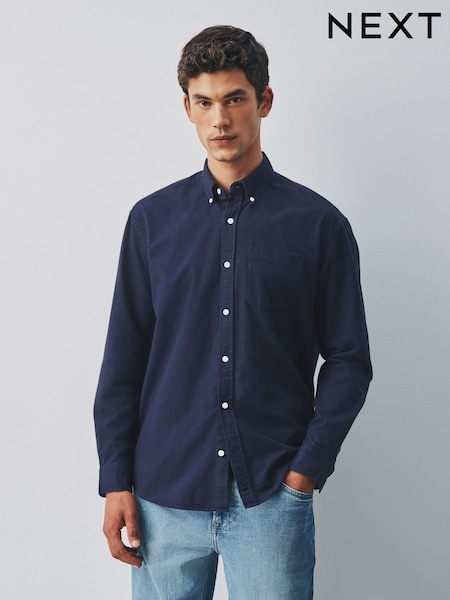 Navy - Regular Brushed Oxford Long Sleeve Shirt