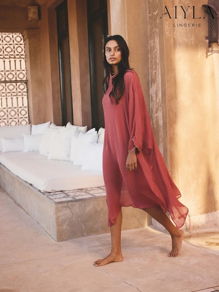 Rose Pink - Beaded Kaftan Cover-up