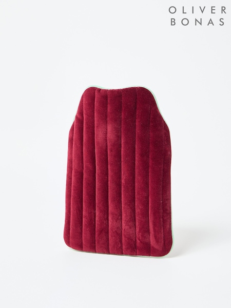 Oliver Bonas Burgundy Quilted Red Velvet Hot Water Bottle (G97935) | £25