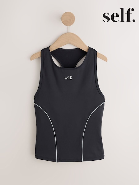 Black - Self. Reflective Piping Sports Bra