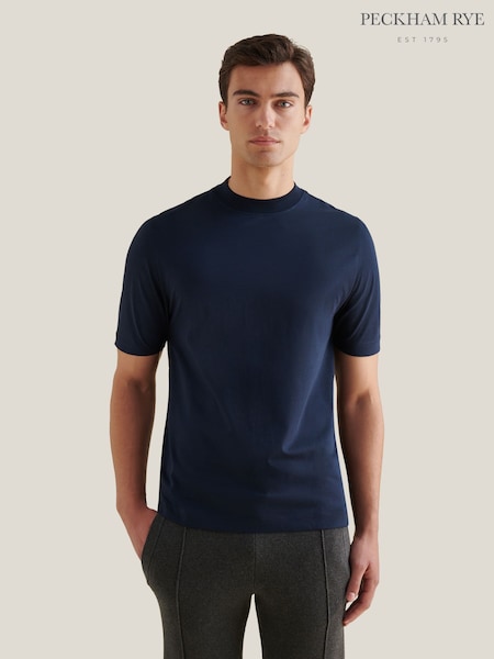 Peckham Rye Dark Sapphire Navy Mercerised Jersey T-Shirt (G98157) | £35