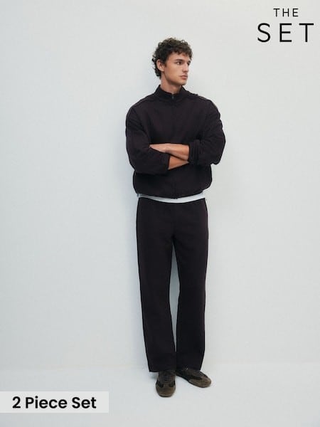 Brown - Regular The Set 2 Piece Zip Through Sweat And Wide Leg Joggers Set