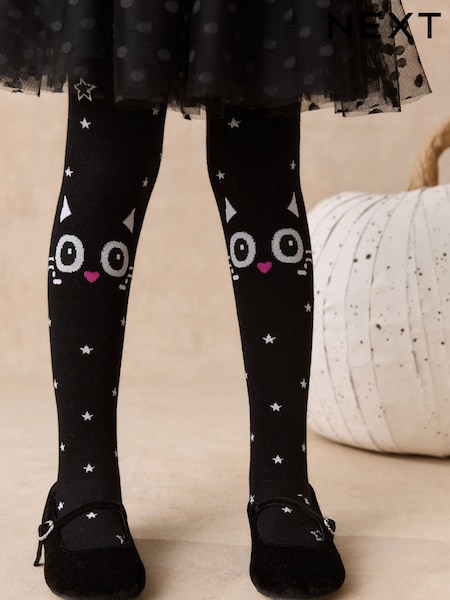 Black Cat - Cotton Rich Halloween Tights