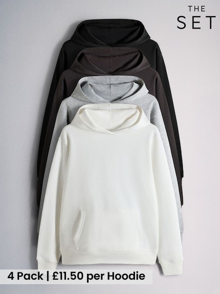 Black - Regular The Set 4 Pack Brushed Hoodies