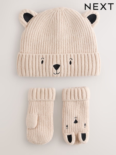 Neutral Bear Character - Hat And Gloves Set 2 Piece (3mths-6yrs)