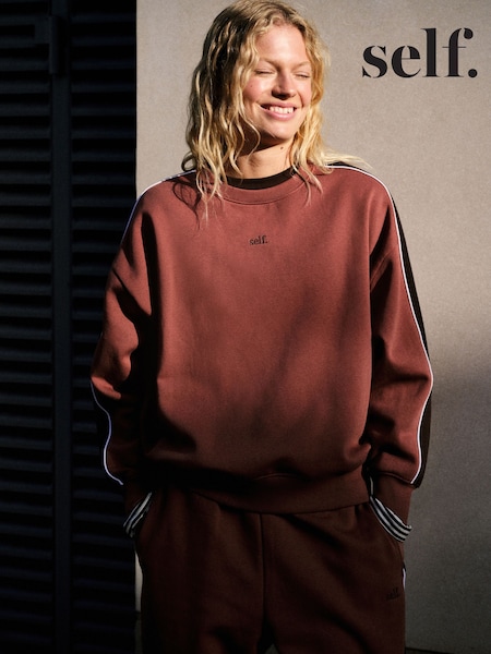 Rust Brown - Self. Side Stripe Sweatshirt
