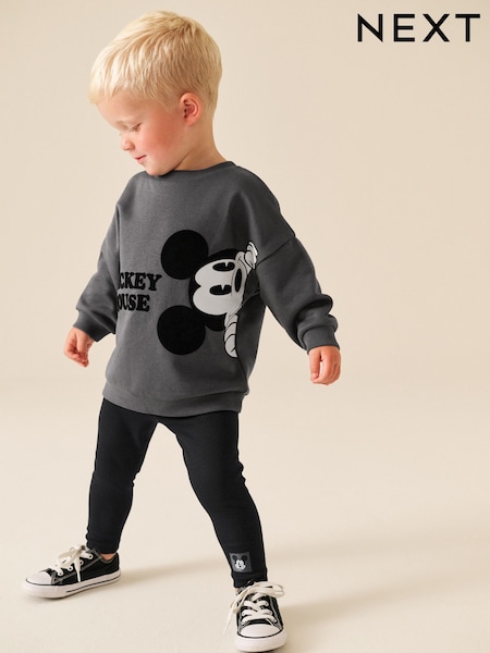 Charcoal Grey - Mickey Mouse Crew Neck Sweat Top And Leggings Set (3mths-8yrs)
