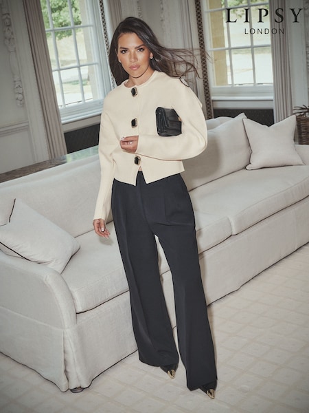 Black - Lipsy Premium Wide Leg Tailored Trousers