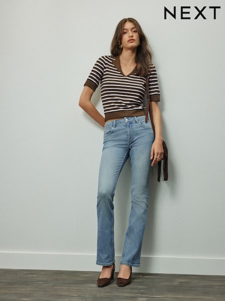 Light Blue - Mid Rise Authentic Denim Bootcut Jeans