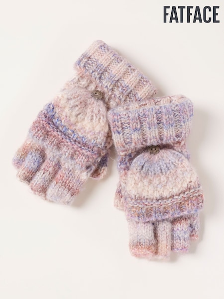 Ivory - Fatface Space Dye Overflap Mittens