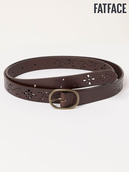 Chocolate Brown - Fatface Cut Out Leather Belt