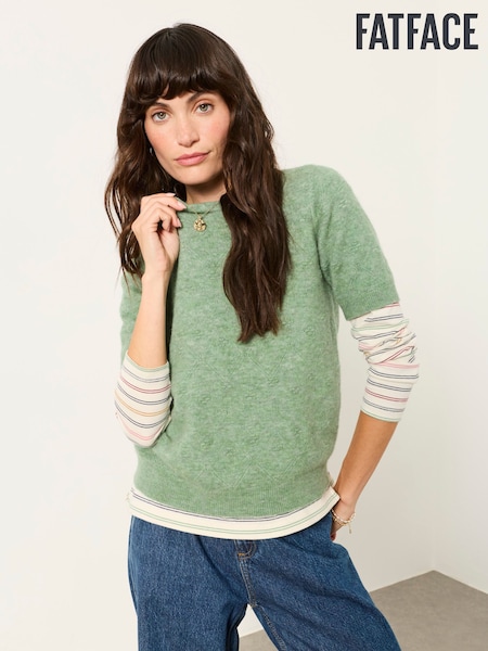Green - Fatface Wool Rich Soft Knitted Top