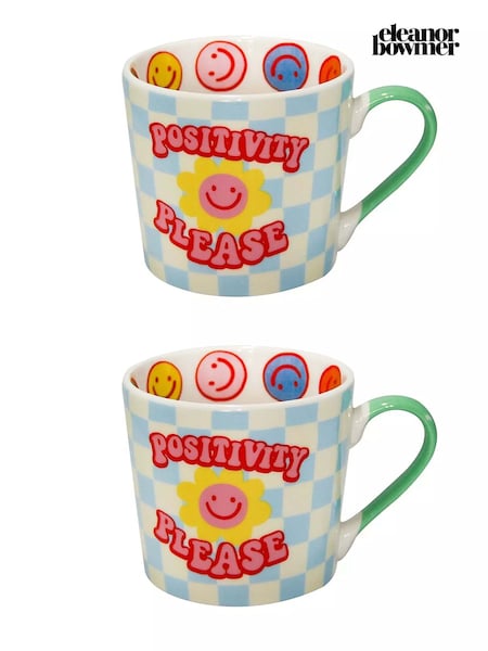 Eleanor Bowmer Set of 2 Multi Positivity Please Mugs (G99592) | £28