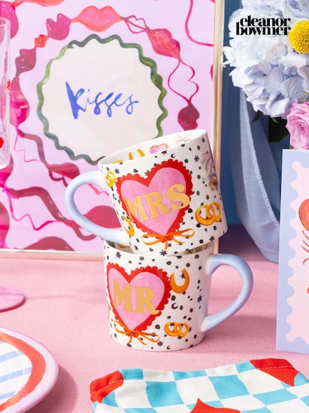 Eleanor Bowmer Multi Mrs & Mr Heart Mug Set (G99594) | £28