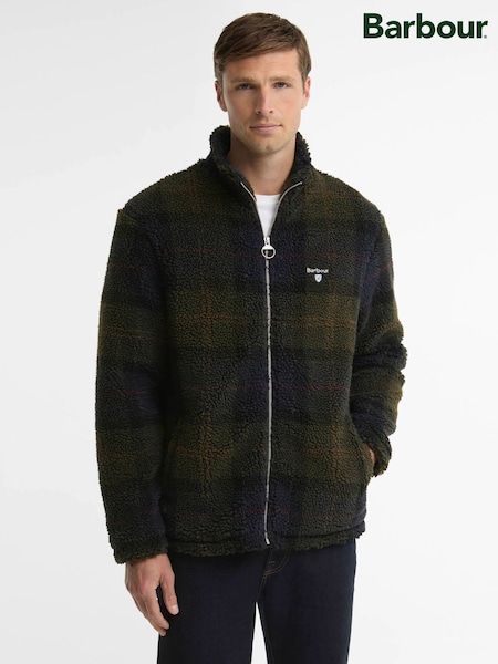 Blue - Regular Barbour® Tartan Fleece Zip Through Fleece Jacket