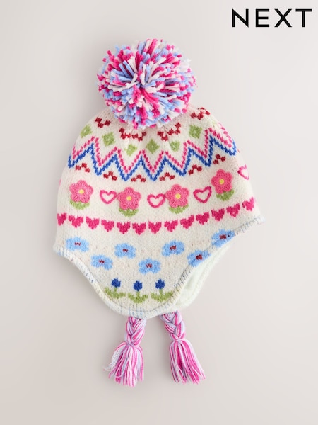 Pink Flower - Trapper Hat (3mths-13yrs)