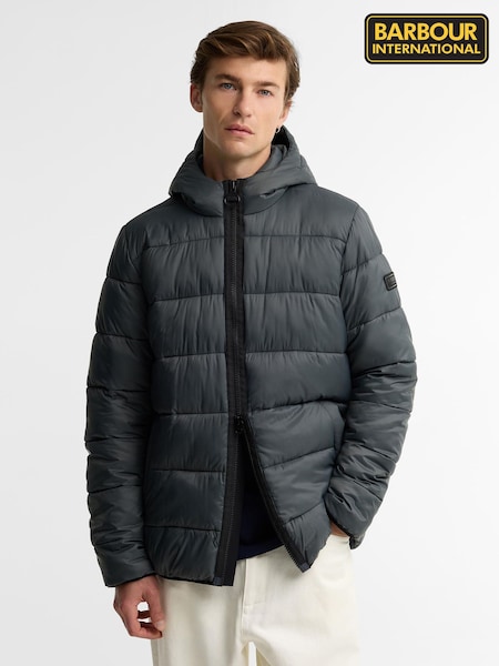Grey - Regular Barbour International Bobber Puffer Jacket