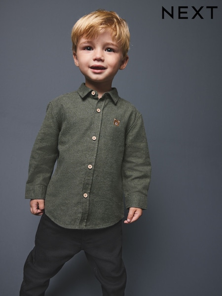 Green Bear - Long Sleeve Melange Brushed Character Shirt (3mths-7yrs)