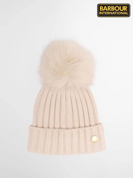 White - Barbour® International Conway Knitted Beanie Hat